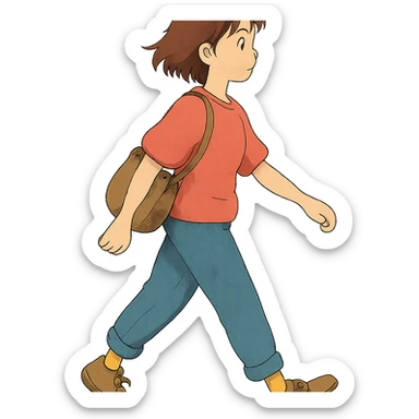 ghibli style person walking sticker