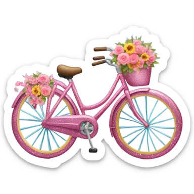 Pink glitter bike with flowers  sticker