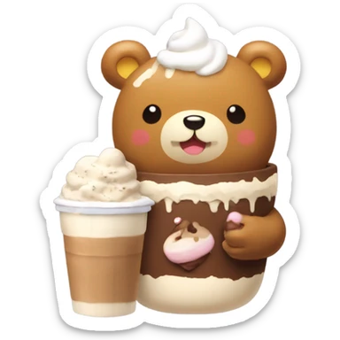 Rilakkuma with hot cocoa and ice cream sticker