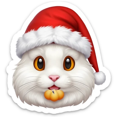 white rabbit in christmas hat sticker