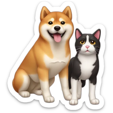 shiba inu and cat are best friends sticker