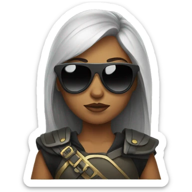 Girl warrior with dark sunglasses sticker