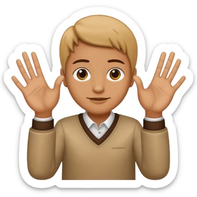 One person holds up both hands, with a 6 above one hand and a 7 above the other. sticker