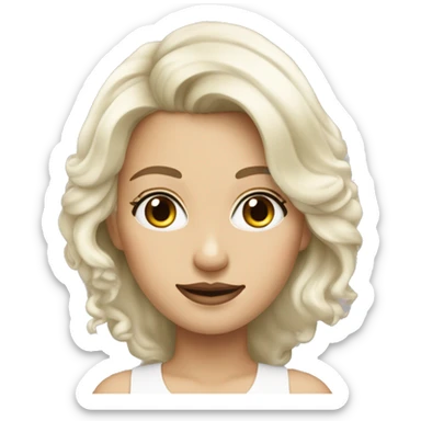 Femme blanche cheveux blond yeux gris tache de rousseur sticker