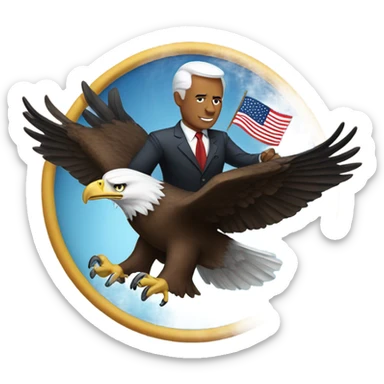 President riding a bald eagle with fireworks in the background sticker
