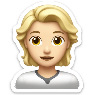 a blonde character with brown eyes doing physical exercises sticker