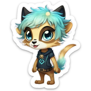 Cool cute Kawaii edgy fantasy animal sparkle fursona Fionbri by griffsnuff & LiLaiRa & Falvie full body sticker