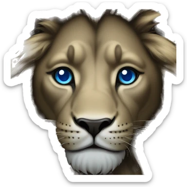 a black lion with blue eyes sticker