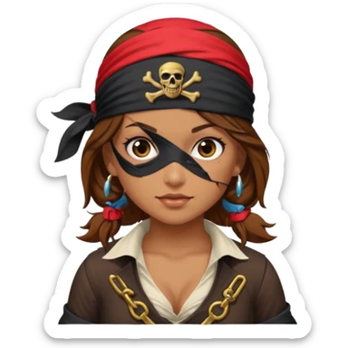 pirate brown busty girl sticker
