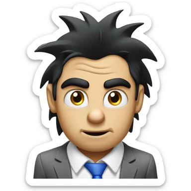 very stressed sonic the hedgehog with black hair at corporate job sticker