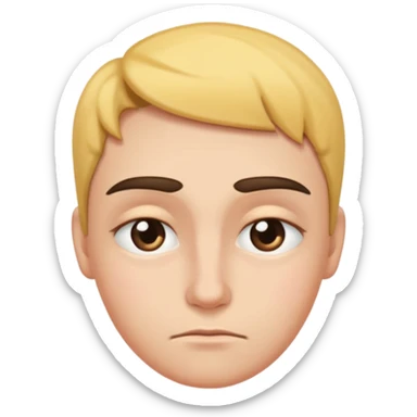 Squinty eyes sad eyebrows and a soft smile sticker