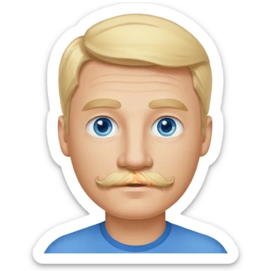 guy with blond hair, mustache, and blue eyes sticker