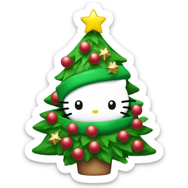 hello kitty in a christmas tree costume sticker