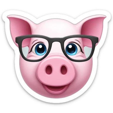 Pink piggy with glasses and blue eyes sticker