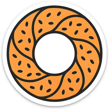 a simit, the Turkish sesame bagel, minimal flat icon style, simple and clean lineal color icon sticker
