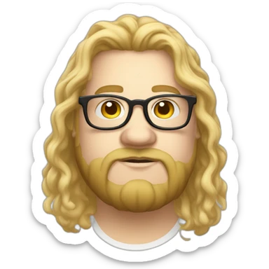 Chubby non binary Big lebowsky round glasses mid-lenght blond hair chaotic res beard vaporizer sticker