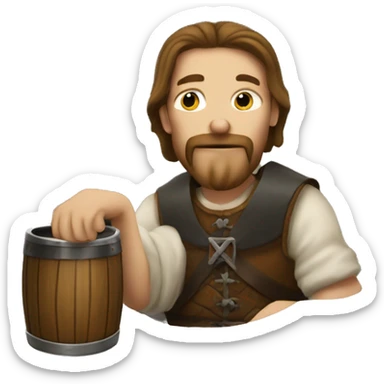 medieval jack drinking whiskey out of tumbler sticker