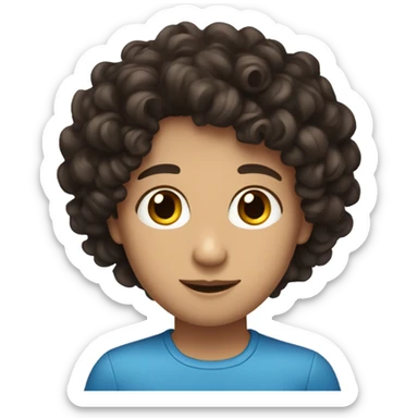 Tanned complexion woman with curly hair and blue eyed white man with blue with dark brown hair kissing  sticker