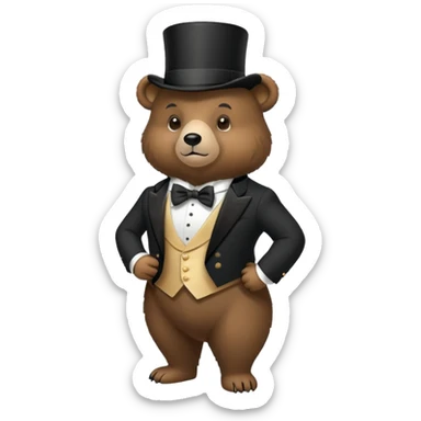 bear in a tux and top hat  sticker