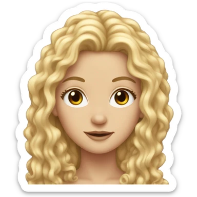 white girl with long curly hair sticker