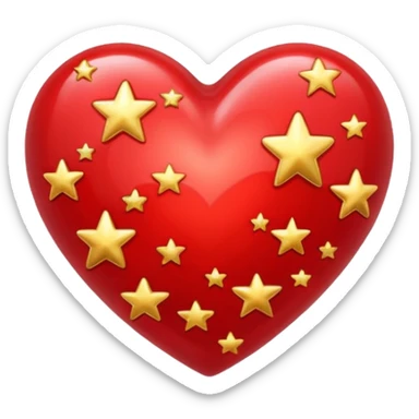 A red heart with many stars in it sticker