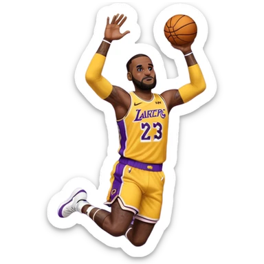 lebron james in lakers jersey dunking sticker
