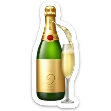 champagne Bottle with Popping Cork sticker
