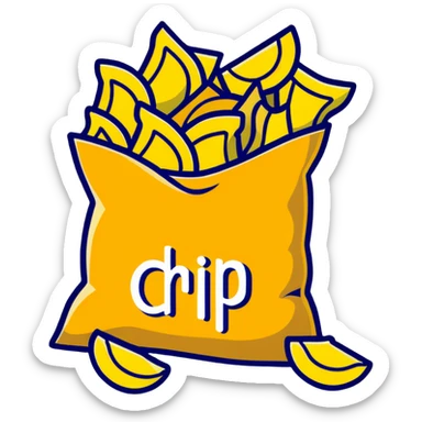 bag of ridged potato chips spilling out sticker