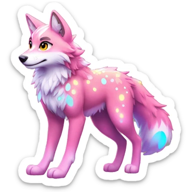 Anthro Colorful Shiny Fionbri-Falvie-sparkle-wolf-sona with neon spots full body sticker