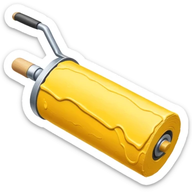 paint roller with yellow paint on it sticker