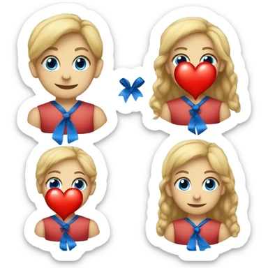 Red heart with blue ribbon sticker