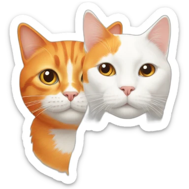 Orange cat and Pure white cat sticker