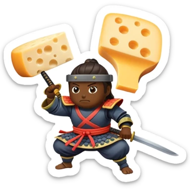 a samurai cutting cheese and farting sticker
