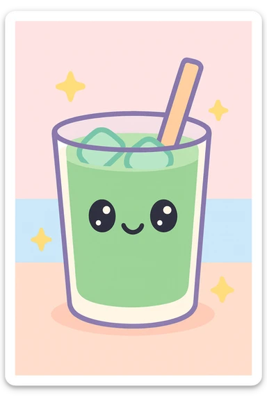 iced matcha in a clear glass sticker