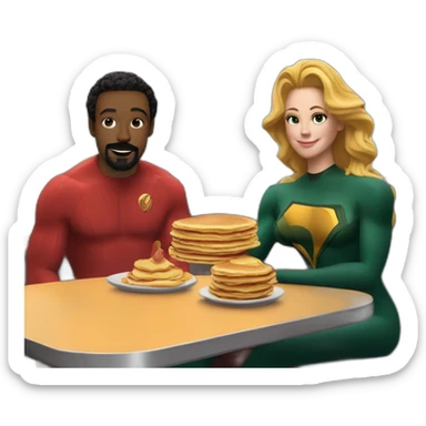 Ted Lasso and aquaman have pancakes at the diner sticker