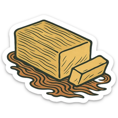 ukiyo-e inspired butter stick, stylized lines, traditional color palette sticker