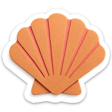 scallop shell, textured paper details, gentle shadows sticker