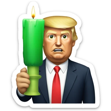 Donald trump holding a stock market green candle sticker