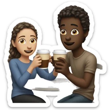 two friends drinking coffee sticker