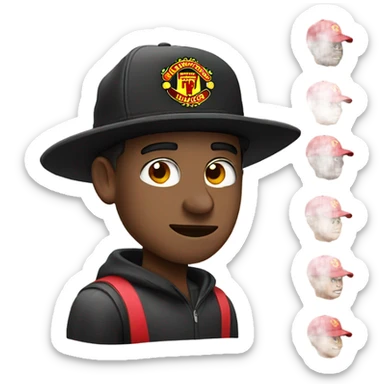 Guy wearing Manchester United hat sticker