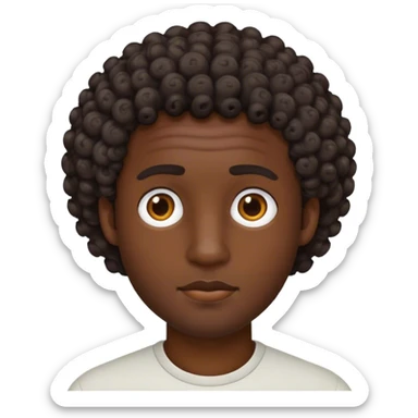 dark chocolate man curly short hair  sticker