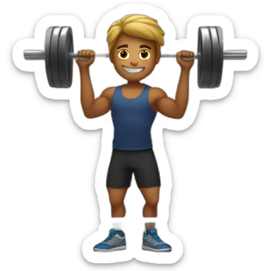 A boy in the gym with a barbell sticker