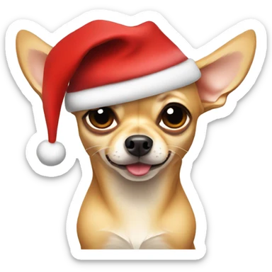 Tan chihuahua with santa hat sticker