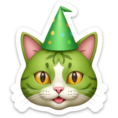 green cat full boy  with party hats sticker