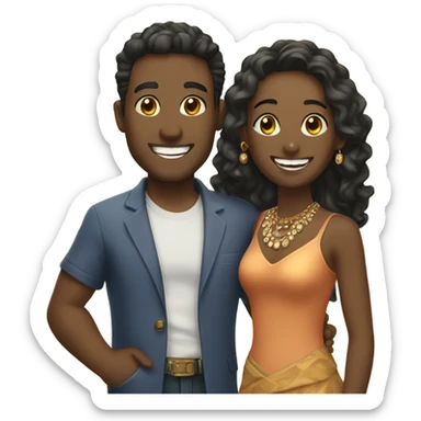 smiling couple with jewelry sticker