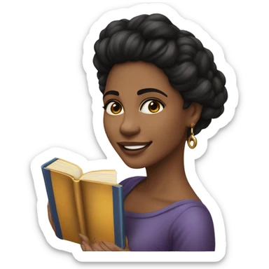 uma mulher morena de pele clara piercing no sept e argola na lateral do nariz com um livro  sticker