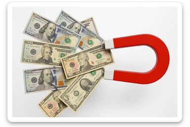 banconote attratte da una calamita rossa sticker