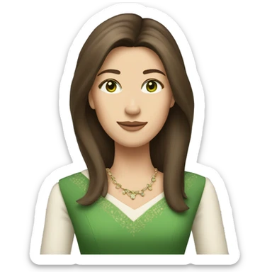 pretty 40 year old royal princess with grass green eyes and shoulder length straight brown hair  sticker