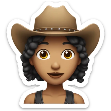 fair skin with black hair with cowgirl hat sticker