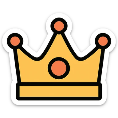 flat toon style crown with bold outlines and simple colors sticker